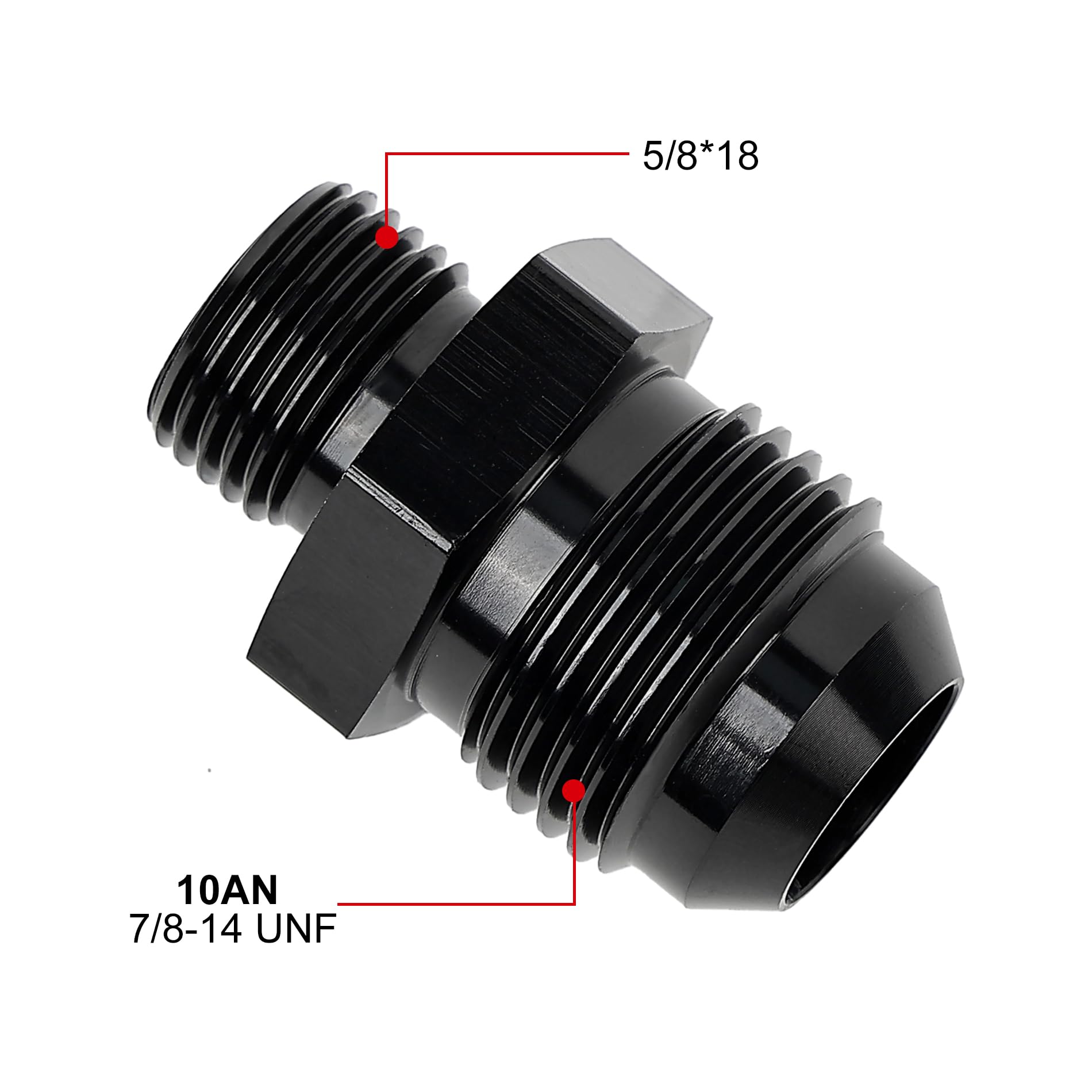 Evil Energy 10An Male Flare To 5/8 X 18 Male Metric Fitting Adapter Aluminium Alloy Black 2Pcs