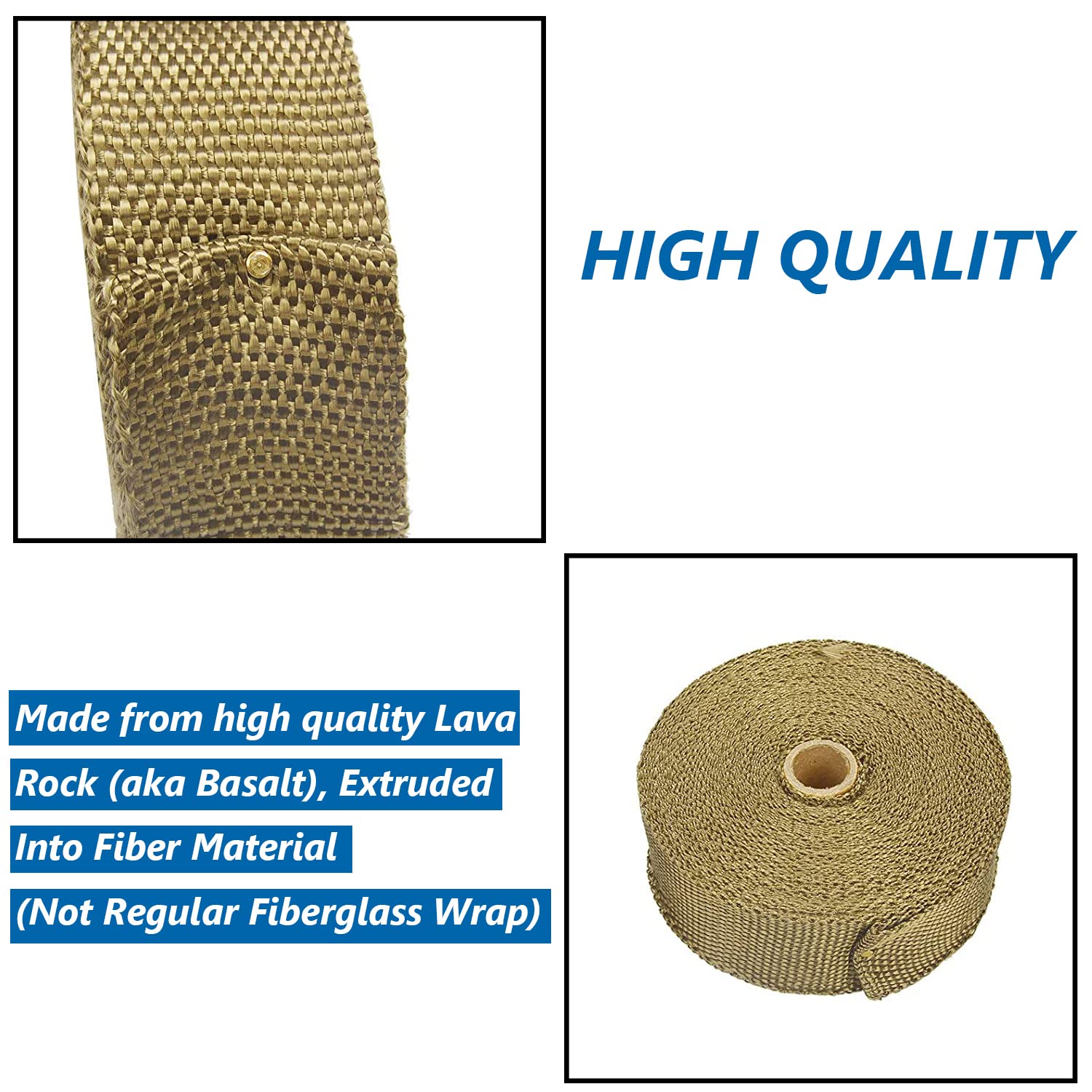 SUPERFASTRACING 2 Lava Titanium Basalt Exhaust Heat Wrap Roll, 50 Ft for Motorcycle Manifold Pipe with Stainless Ties