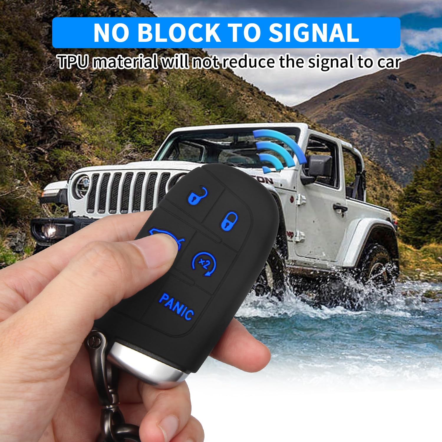 Qbuc For Dodge Key Fob 5 Button Key Fob Case Silicone Remote Key Case For Dodge For Jeep Grand Cherokee Key Fob Cover