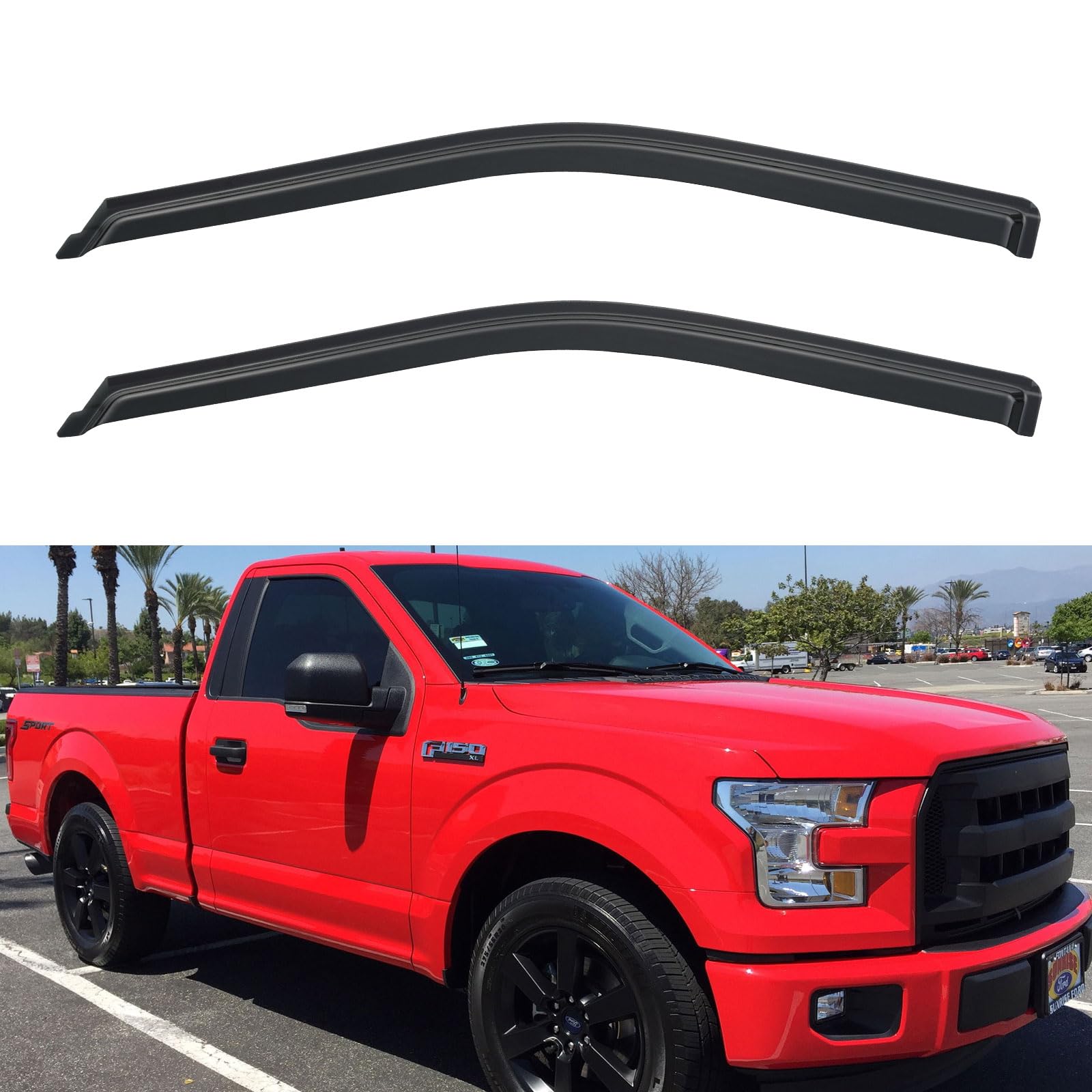 Window Visors Rain Guards For 2015-2024 Ford F150 Regular Cab, Out-Channel Window Vent Wind Deflectors Visors Shades For 17-24 F