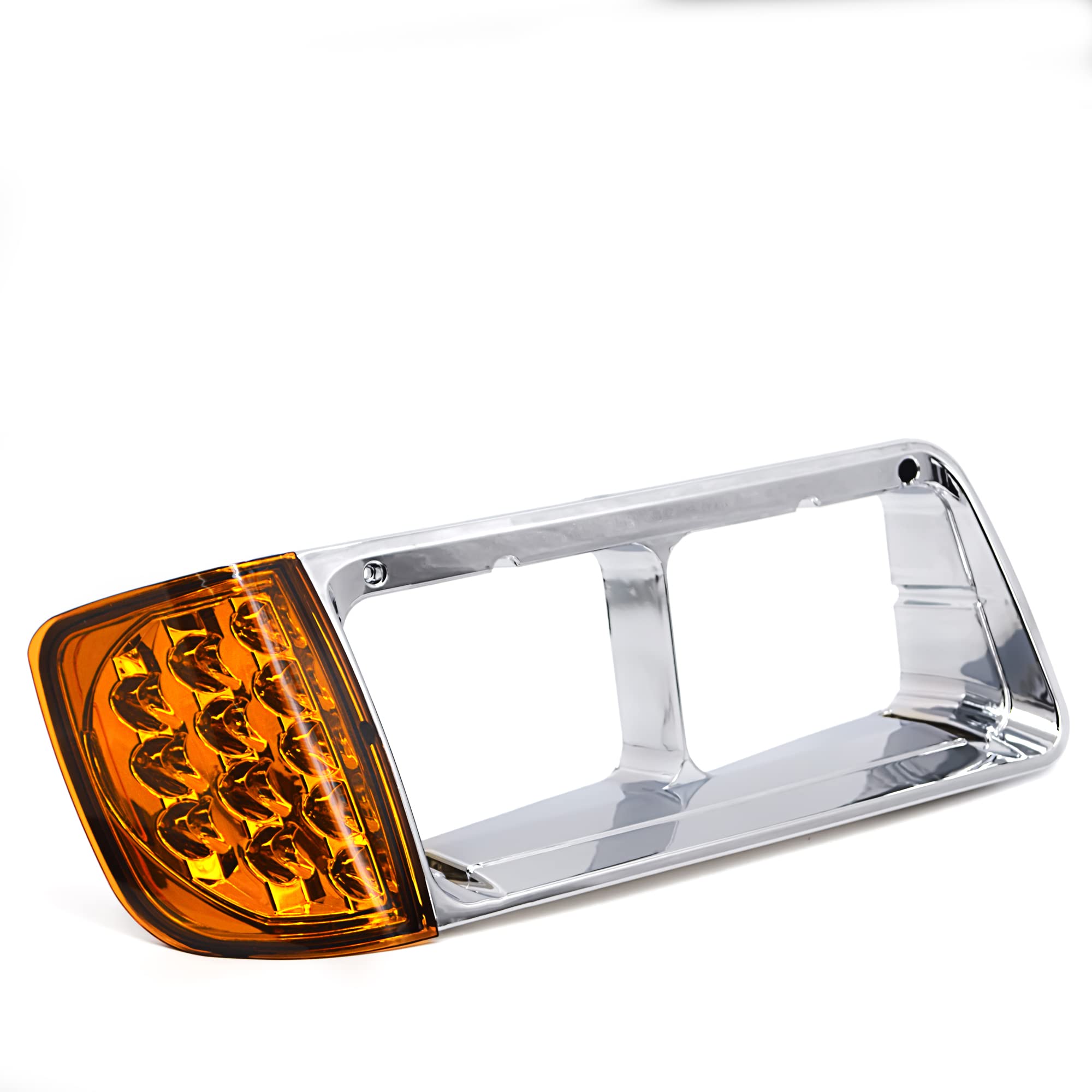 Torque Headlight Bezel Passenger Right Side Replacement for 1989-2002 Freightliner FLD semi Trucks with Amber LED Turn Signal Light Assembly DOT SAE Approved 3 Wires RH (TR039-R)