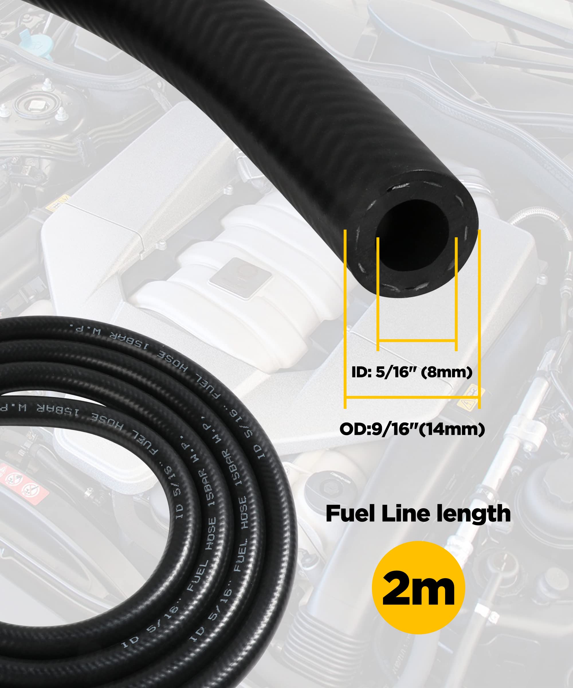 Aociska 6 Feet Fuel Line Hose For Small Engines,1/4'' 5/16'' Inch Id Fuel Line Kits With Gas Inline Fuel Filtersfor Mower, Tract
