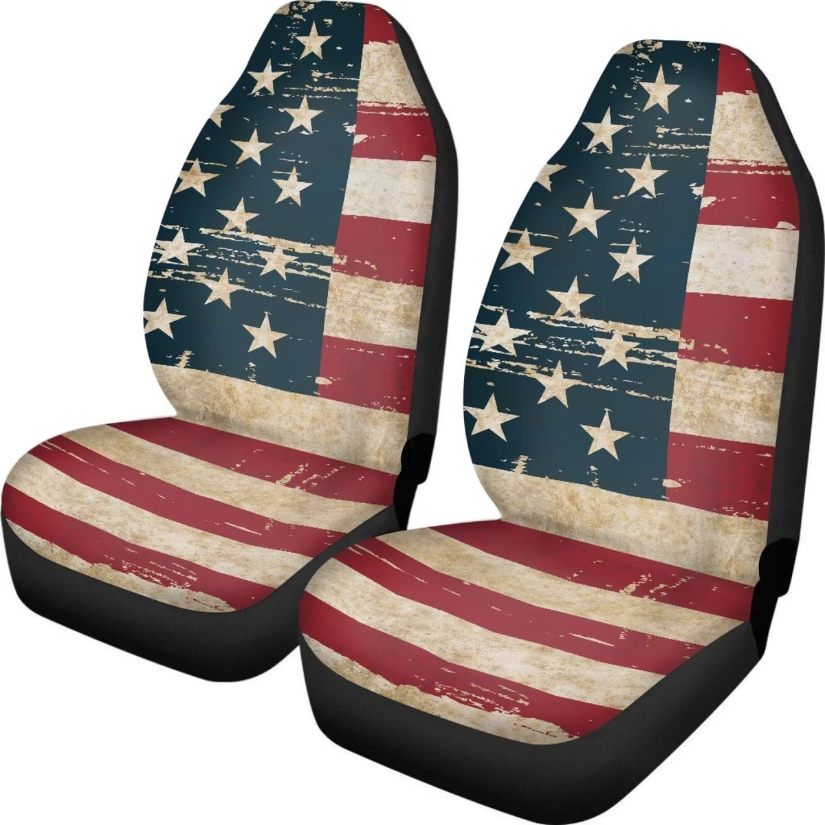 ELEQIN American Flag Seat Covers - 2 PCS, Vehicle Seat Protector, Fit Most Cars, Sedan, SUV, Van - Car Interior Decor