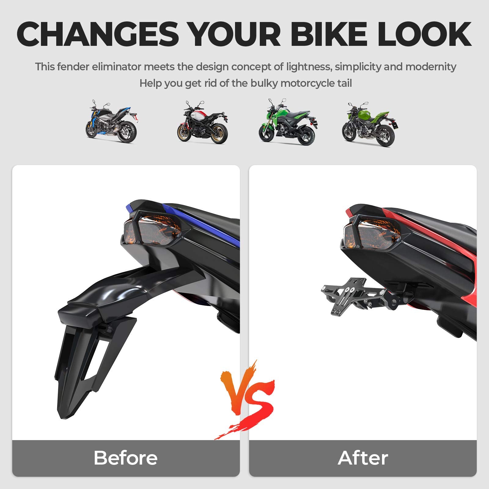 Kemimoto Motorcycle License Plate Bracket Fender Eliminator Kit Universal Motorcycle Tail Tidy Motorcycle License Plate Holder M