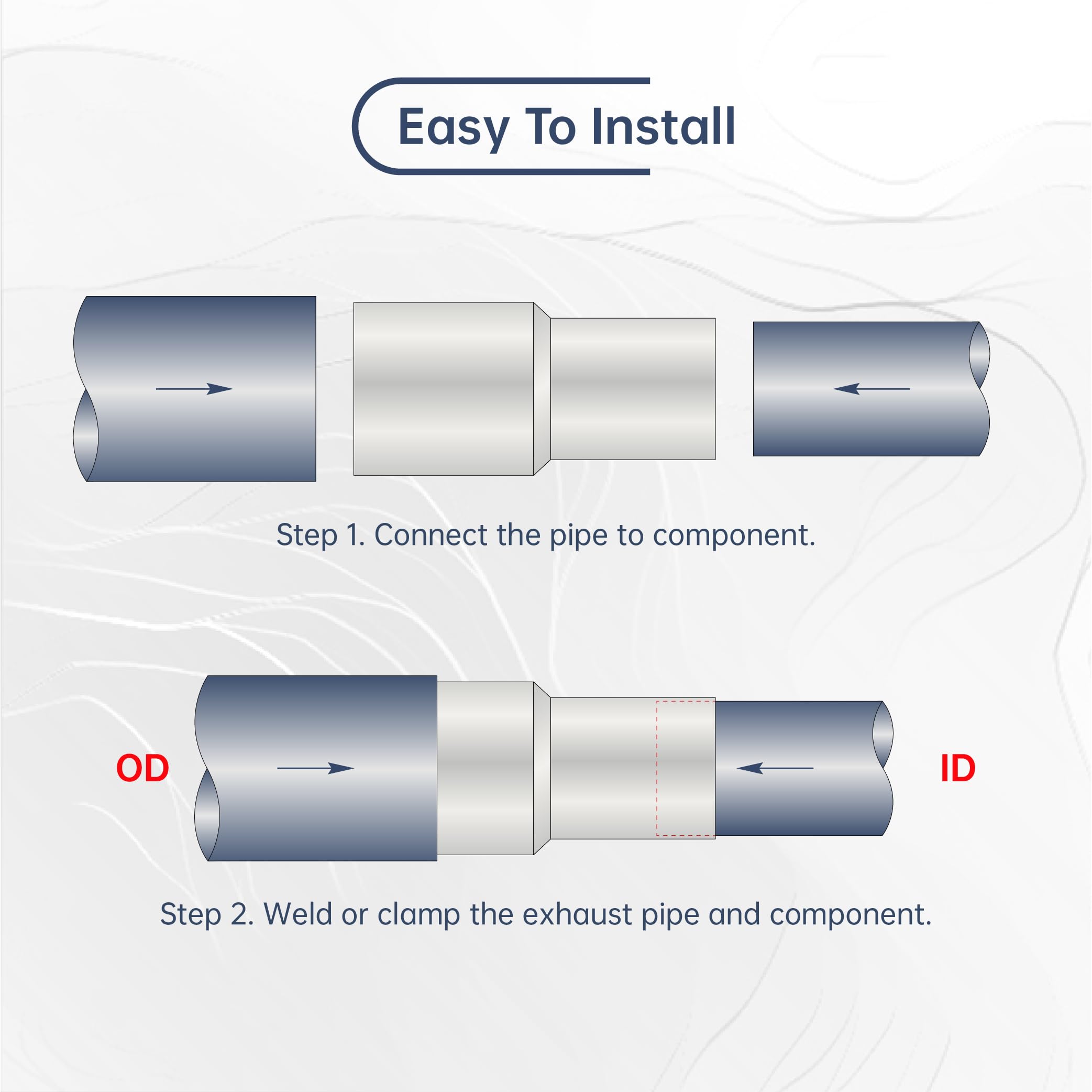 BATONECO 1.75 OD to 2 ID Exhaust Pipe Adapter Reducer - Polished Stainless Steel, 4 Length