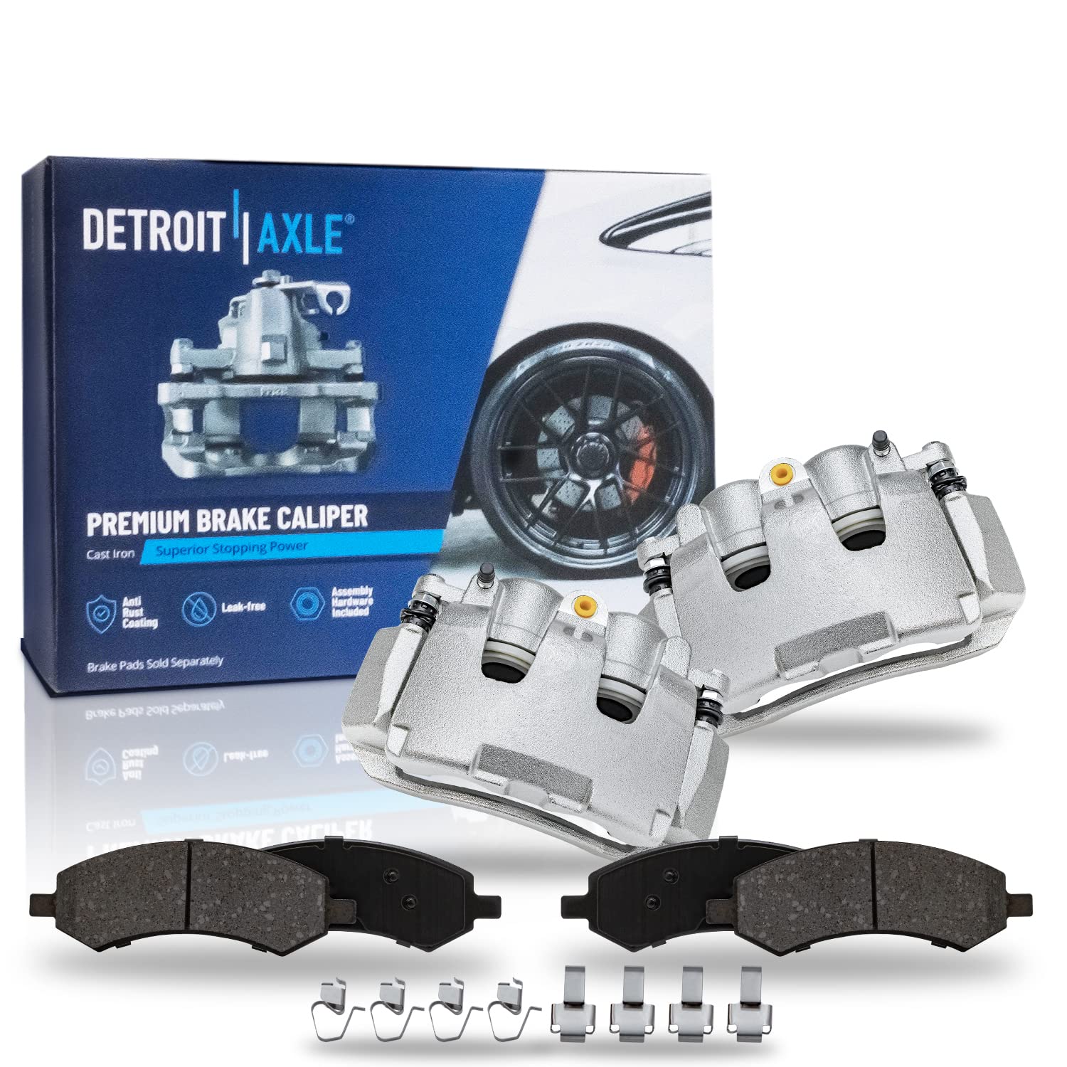 Detroit Axle - Front Brake Kit for Dodge Ram 1500 Dakota, Ram 1500 Classic, Disc Brake Calipers Ceramic Brake Pads Replacement