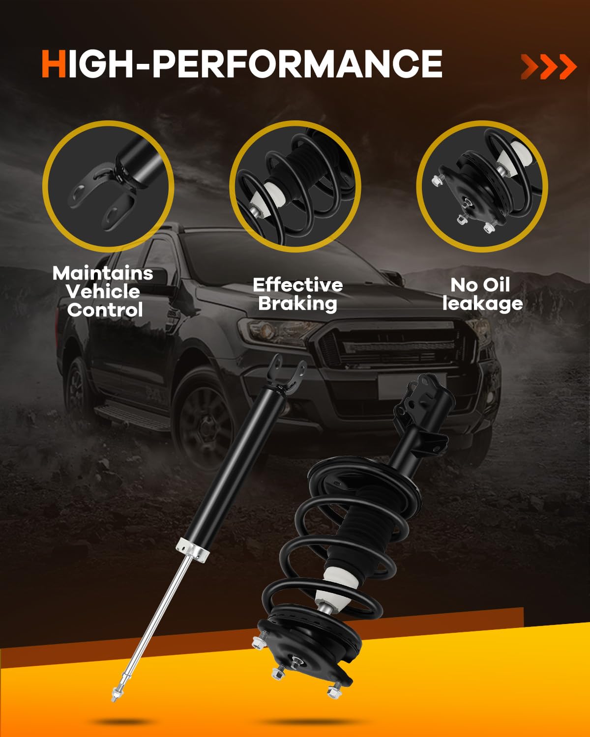 Ocpty Front Complete Struts Spring Assembly + Rear Shock Absorbers Fits 2007-2010 For Hyundai Elantra Quick Struts 172305 172306