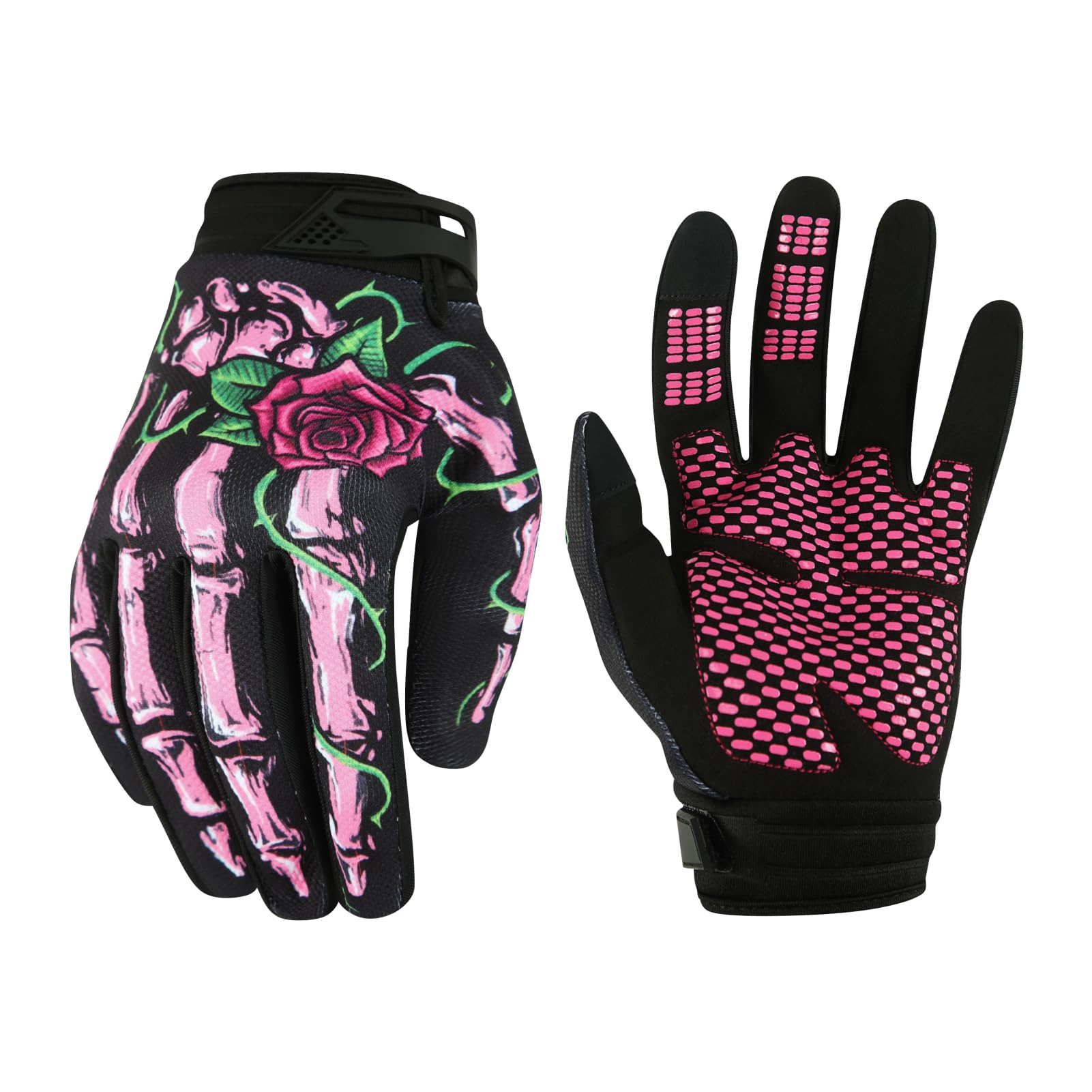 Heyjieyu Motorcycle Gloves for Men Women Touchscreen Full Finger Skeleton Joker Gloves Non-Slip for BMX ATV MTB Riding Cycling M