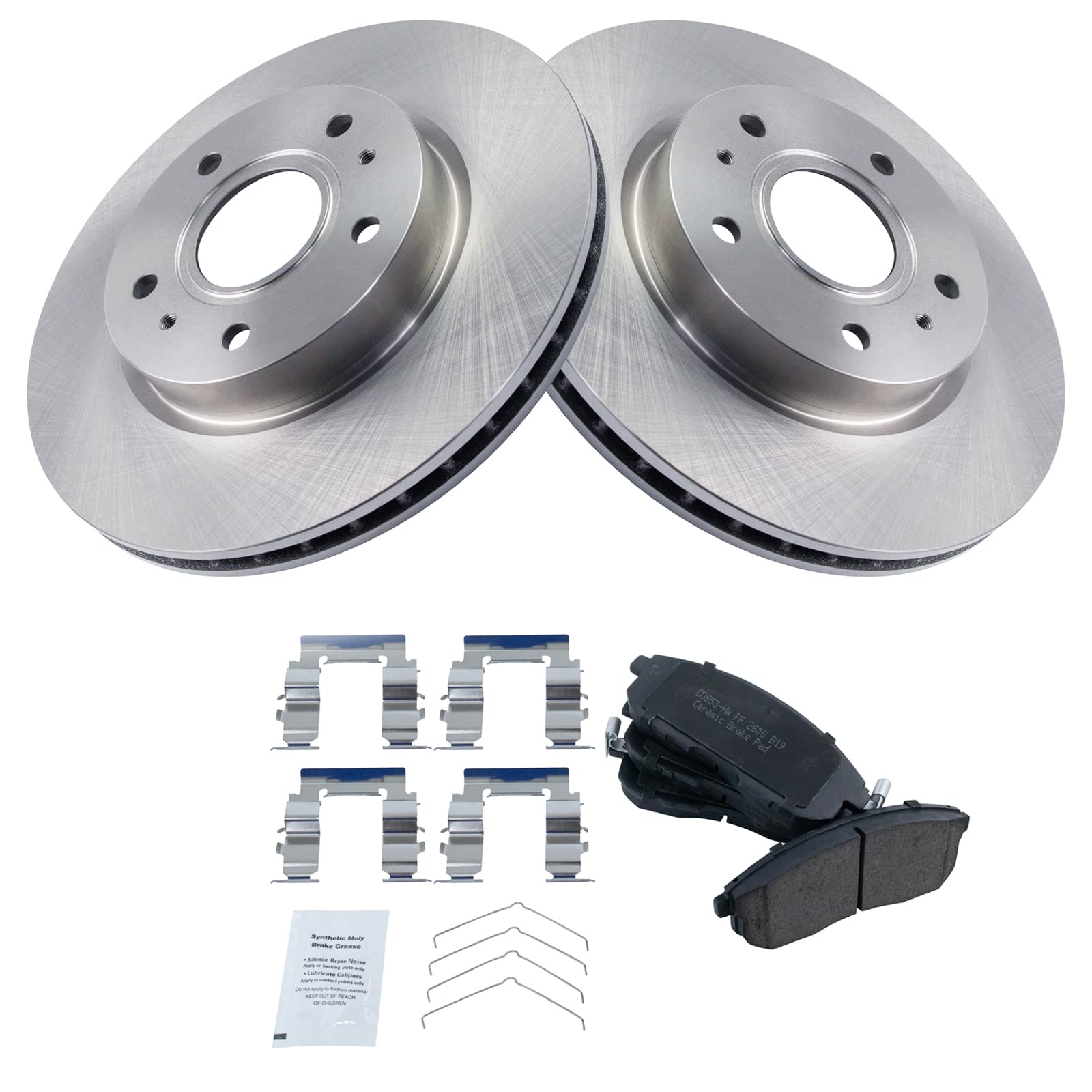 Trq Front Brake Pad & Rotor Kit Brake Pads Brake Rotor Ceramic Compatible With 2007-2008 Suzuki Sx4