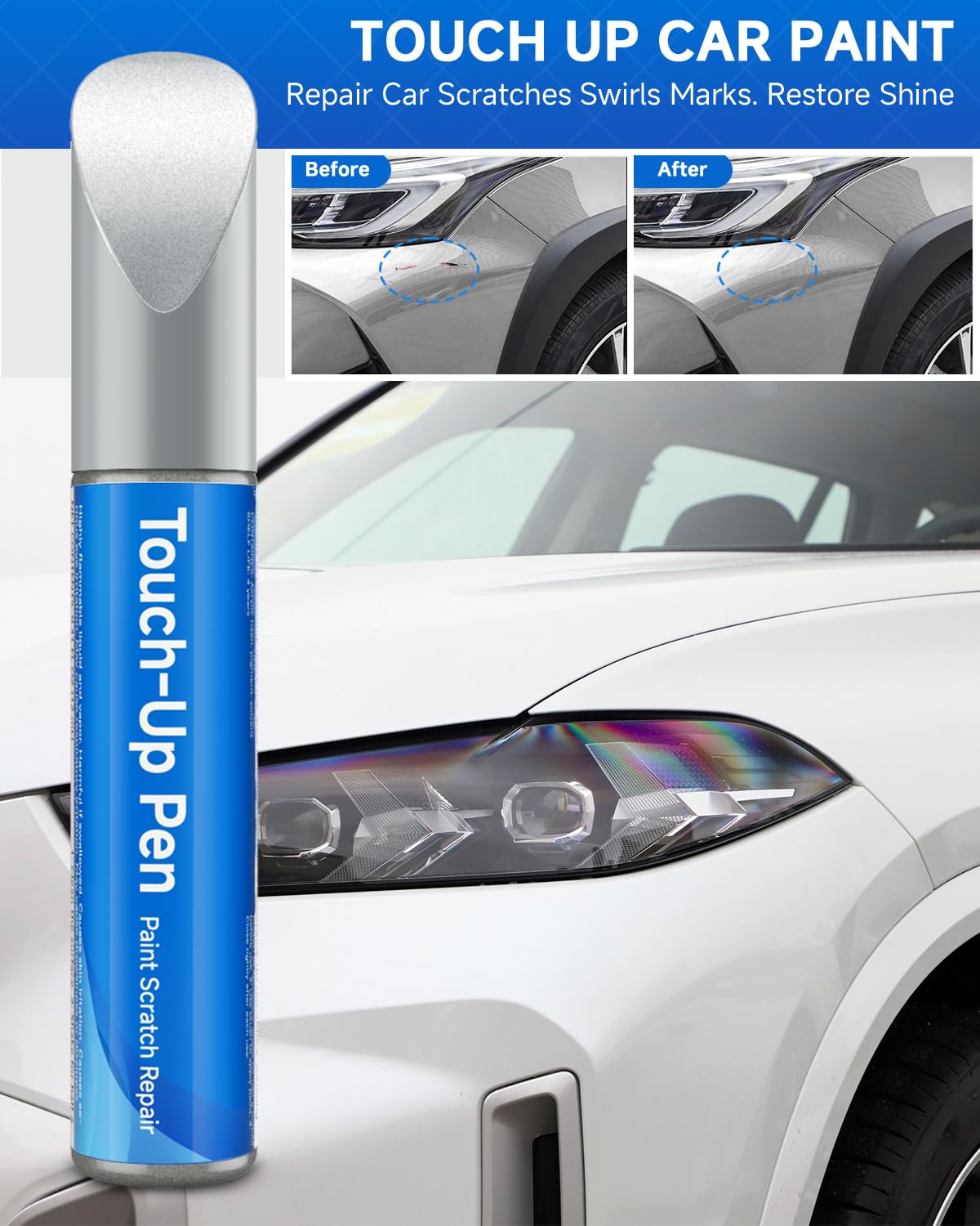 1F7 Classic Silver Metallic Touch Up Paint Compatible with Toyota Exact Match Touch Up Paint Car Scratch Repair