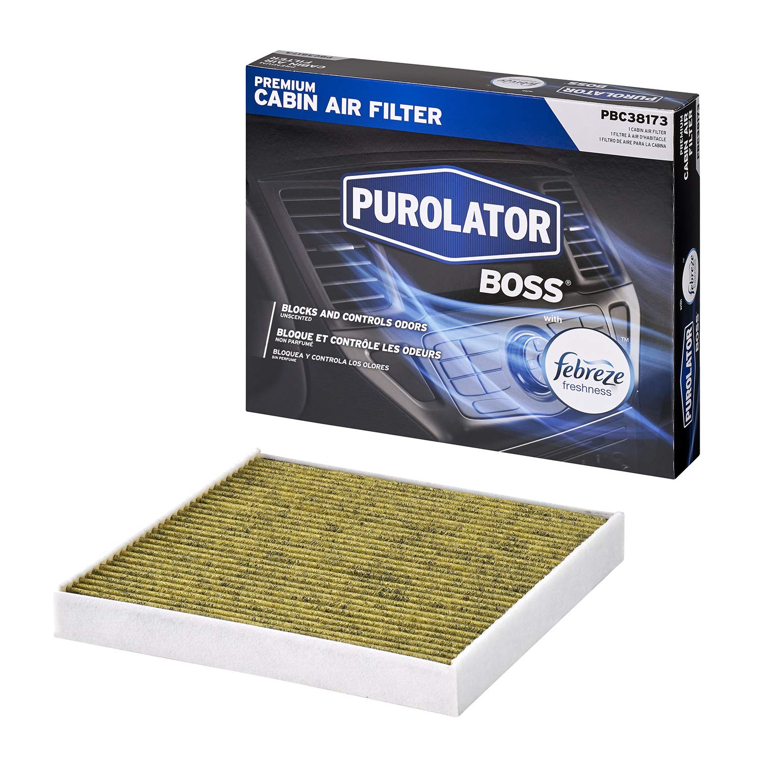 Purolator PBC38173 PurolatorBOSS Premium Cabin Air Filter with Febreze Freshness fits Select Chevrolet, GMC, Cadillac, 1 Count (