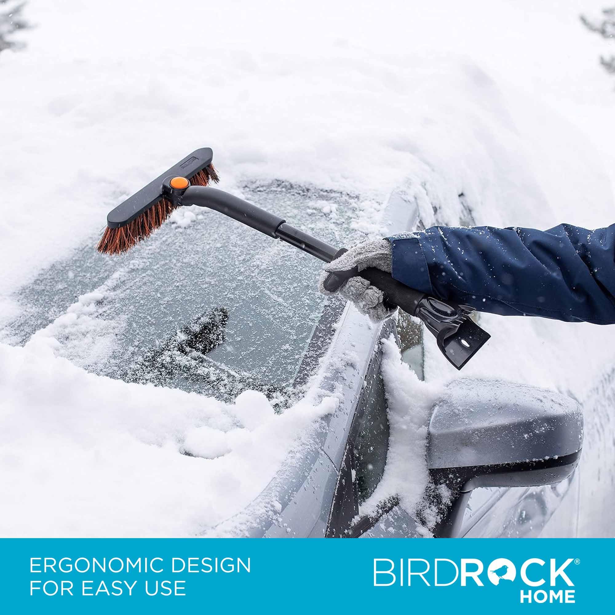 BIRDROCK HOME 20    Snow Brush w/Ice Scraper for Car | 9.5    Wide Bristle Brush, Lightweight, Extendable w/Pivoting Head | Ergo