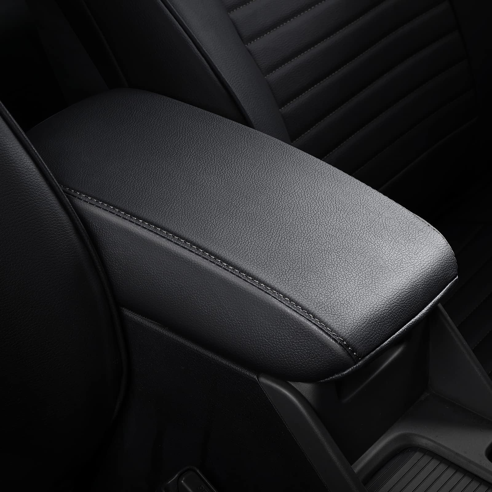 Aomsazto Leather Center Console Armrest Cover For 2020-2023 Corolla Toyota Black