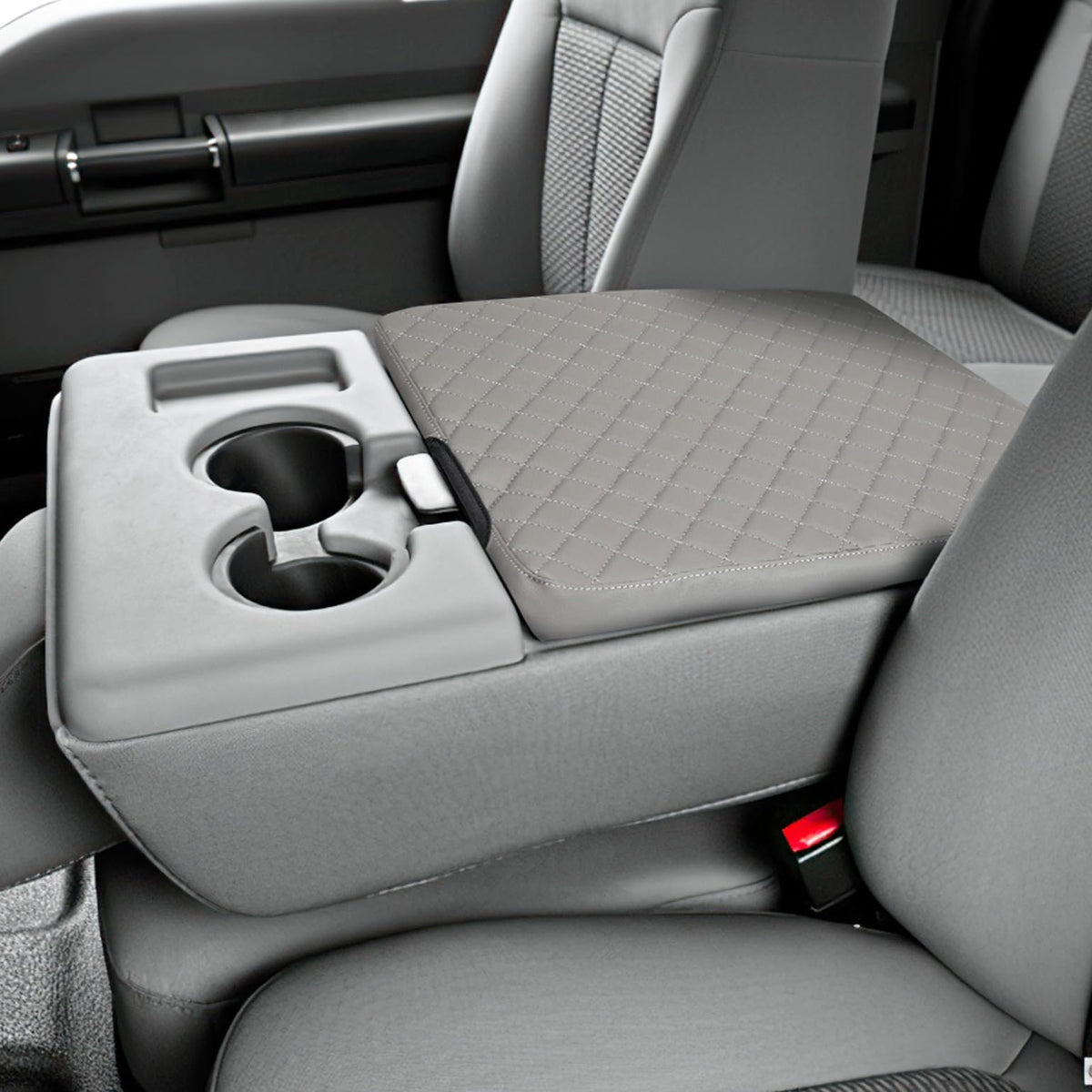 JOYTUTUS Center Console Cover Compatible with 2011-2016 Ford F250 F350 F450, 2011-2014 F150 with Jump Seat Console, Leather Armr