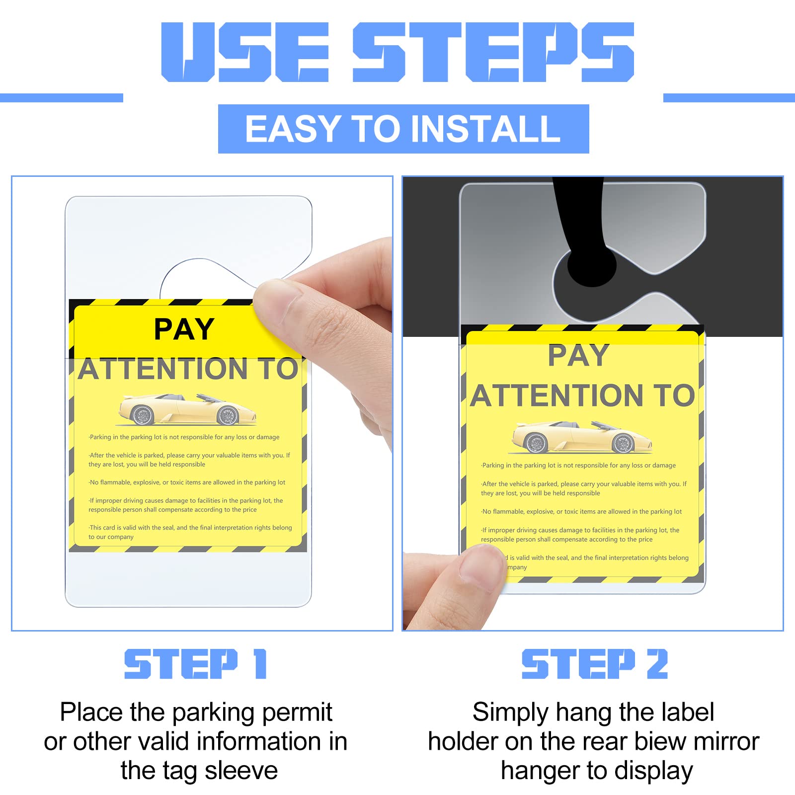 Fainne 500 Pcs Clear Parking Permit Holder Parking Pass Holder Rearview Mirror Hanger Parking Permit Card Holder for Car Rear Vi