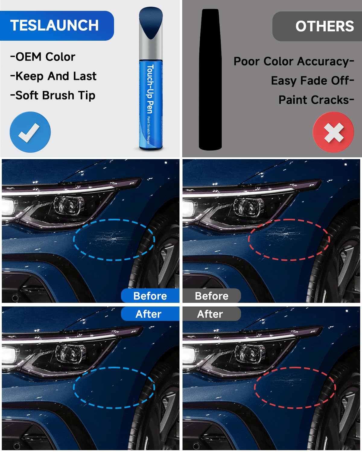 RSACET LD5L/2B Silk Blue Metallic Touch Up Paint Compatible with Volkswagen Exact Match Touch Up Paint Car Scratch Repair