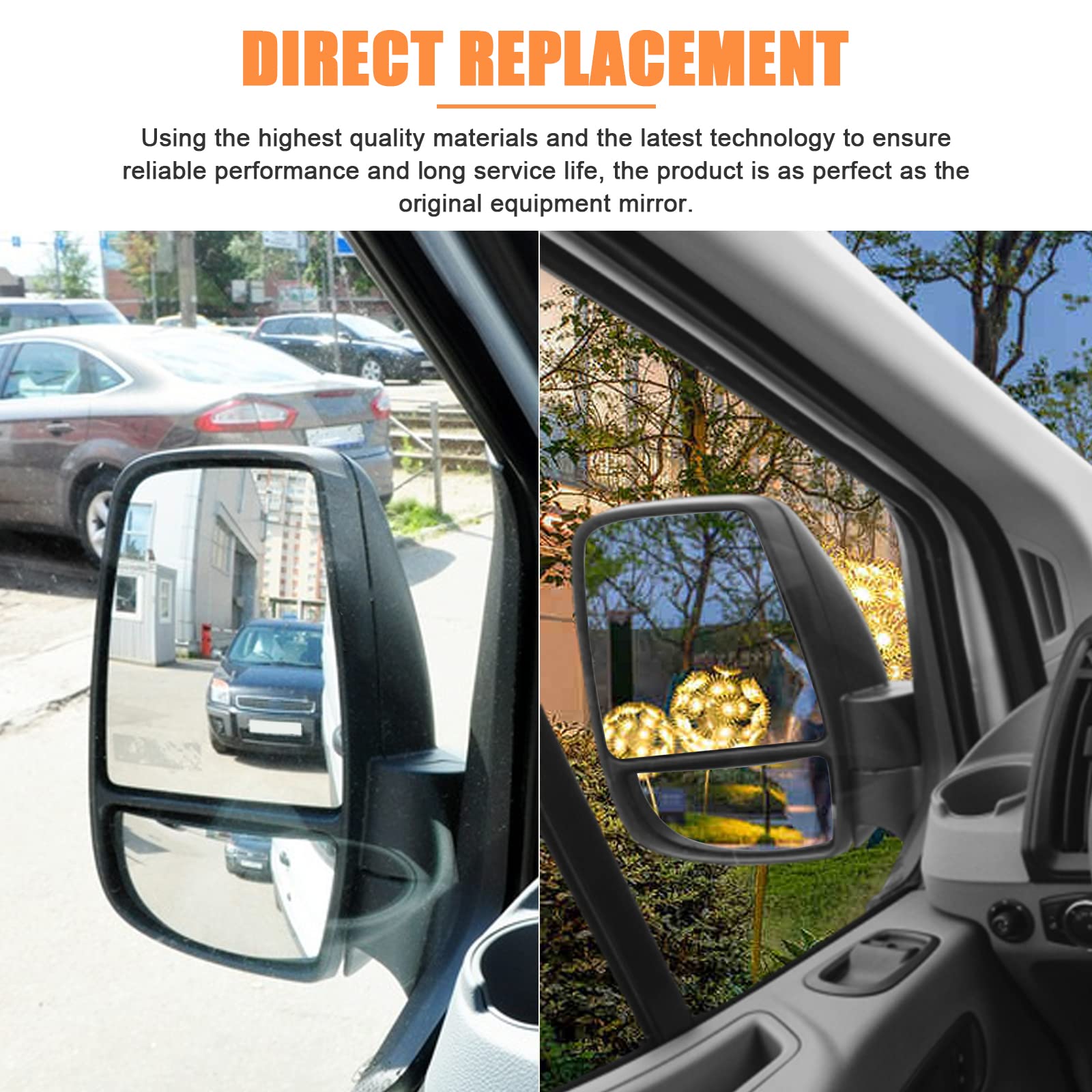 Lhcdqskcw Compatible With Ford Transit T150 T250 T350 2015 2016 2017-Up Driver Left Side And Passenger Right Side Mirror Glass,