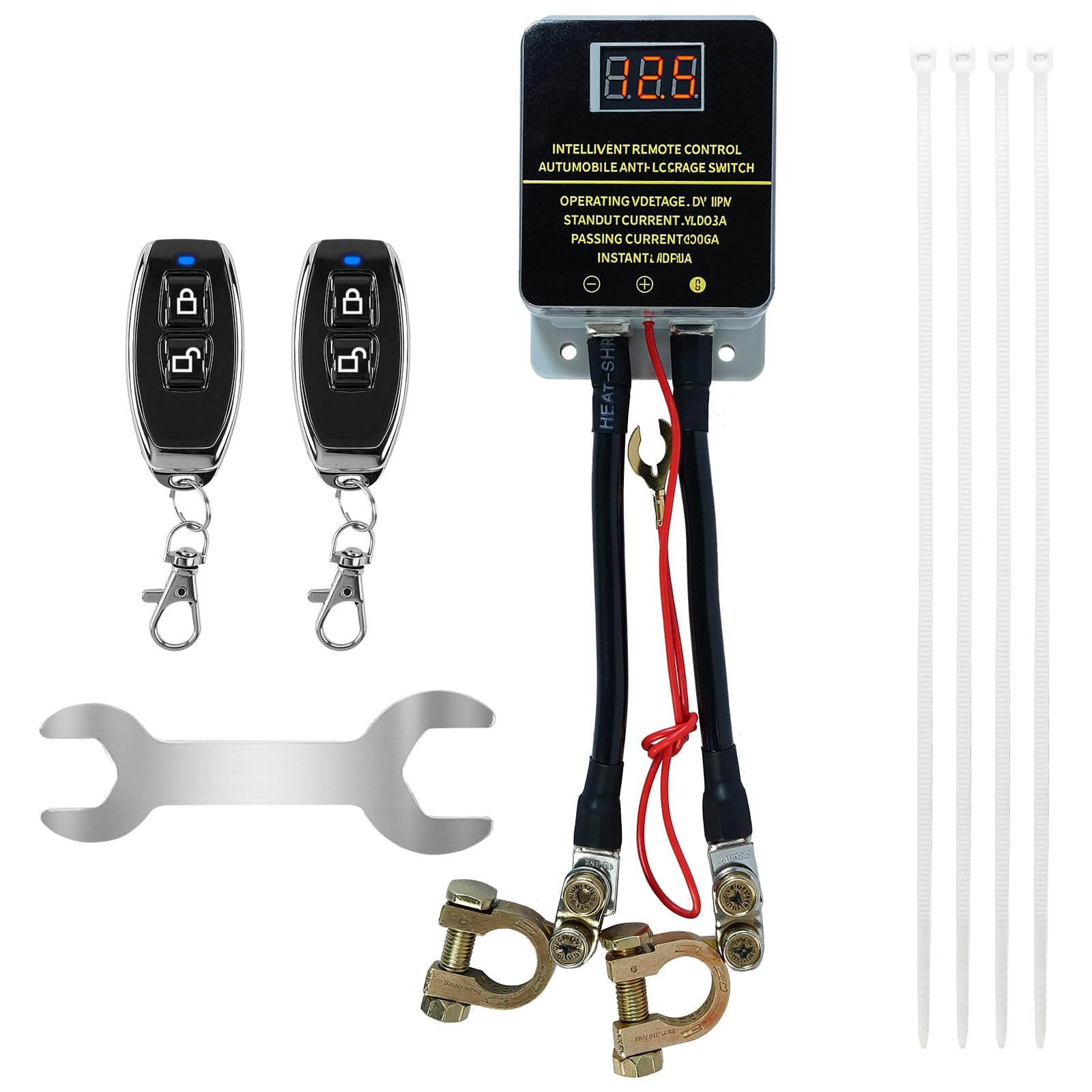 12V 200A Anti Theft Kill Switch for Car Remote Battery Disconnect Switch Smart Voltage Kill Switch Prevent Battery Drain Remote 