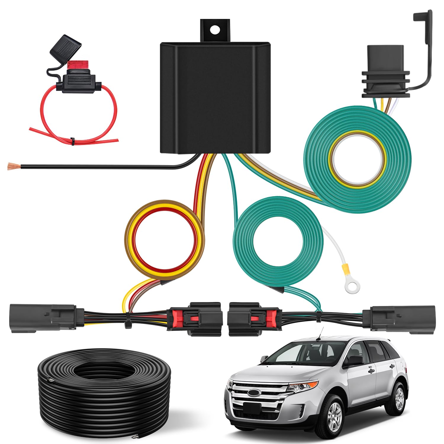 Nilight 4 Pin Trailer Wiring Harness Kit 56120 Vehicle Connect Plug OEM Compatible Custom for 2011 2012 2013 2014 Ford Edge Limi