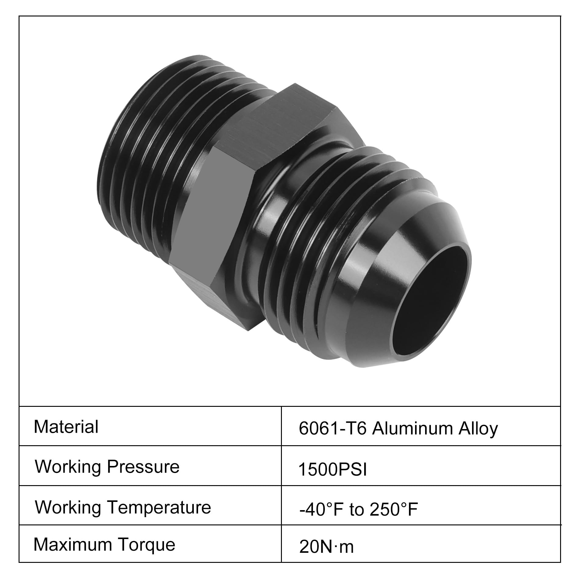 Evil Energy 12An Male Flare To 3/4'' Npt Pipe Fitting Adapter Straight Aluminum Black 2Pcs