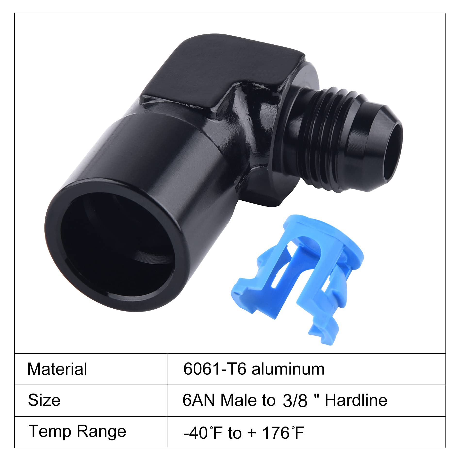 Evil Energy 6An Male To 3/8' Sae Quick-Disconnect Female 90 Degree Push-On Efi Fuel Rail Fitting
