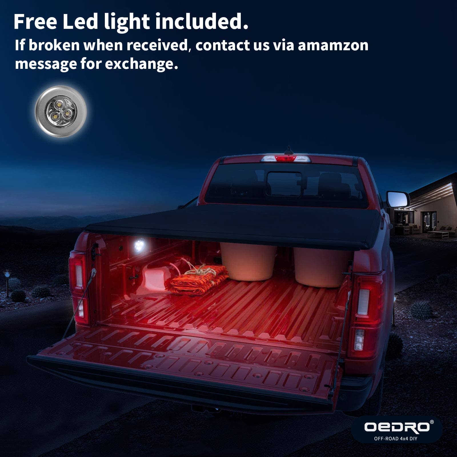 Oedro Soft Tri-Fold Truck Bed Tonneau Cover Compatible With 2002-2025 Dodge Ram 1500 (Inclu. Classic & New), 2003-2025 Dodge Ram