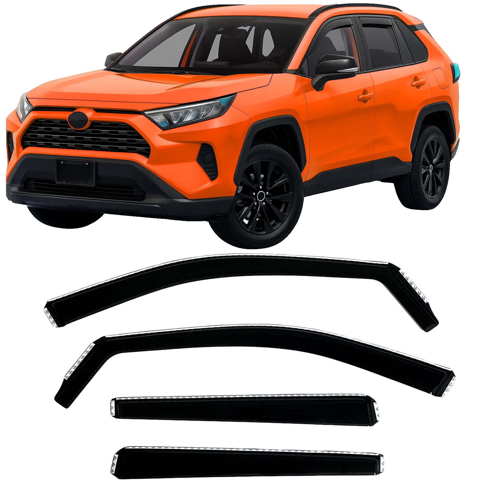 2019-2025 In-Channel Rain Guards Side Window Visor Deflectors For Toyota Toyota Rav4 Se Xse Le Xle Adventure Limited Hybrid 2020