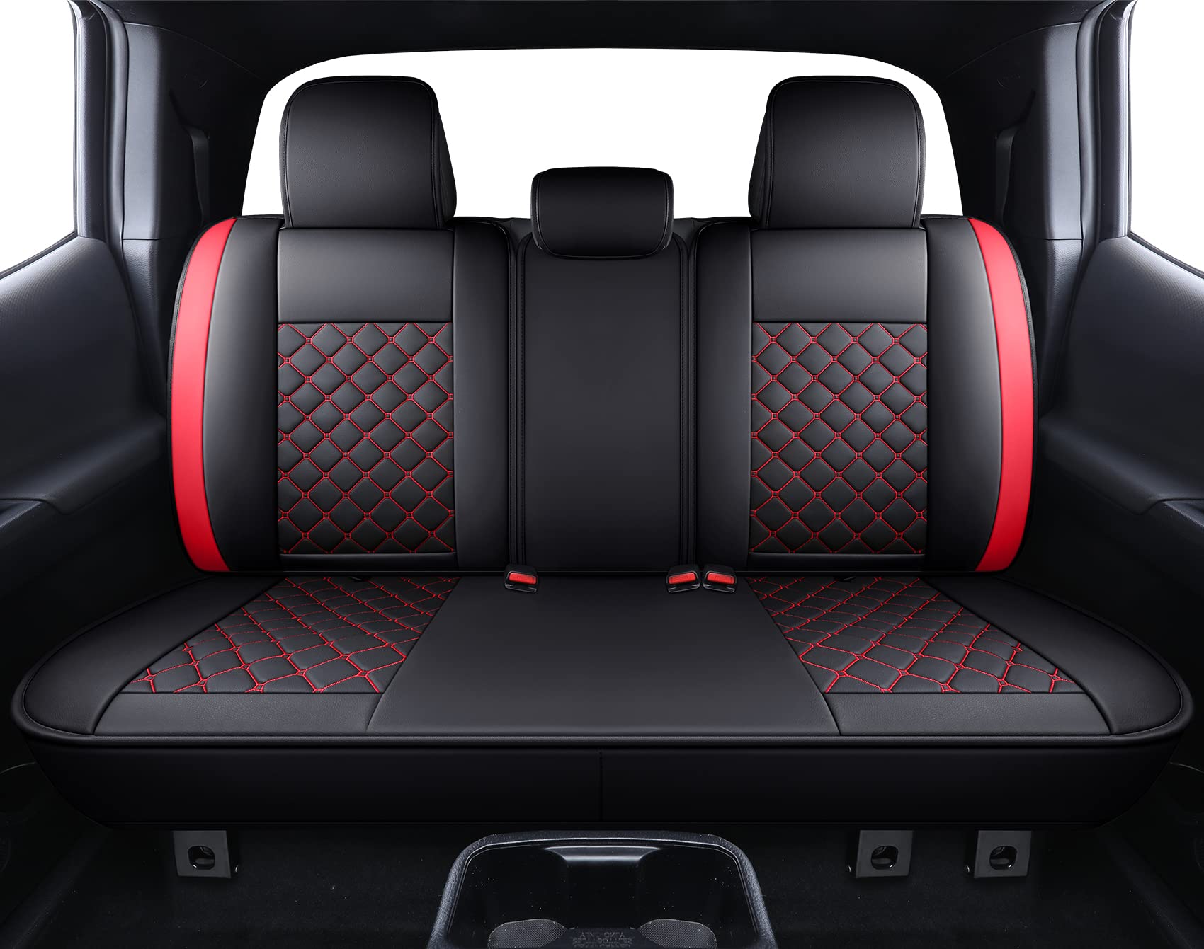 Tomatoman Tacoma Seat Covers Customized For 2005-2023 Sport Extended Sr V6 Pickup Edition, Waterproof Faux Leather Cushions(Full Set, Black-Red)