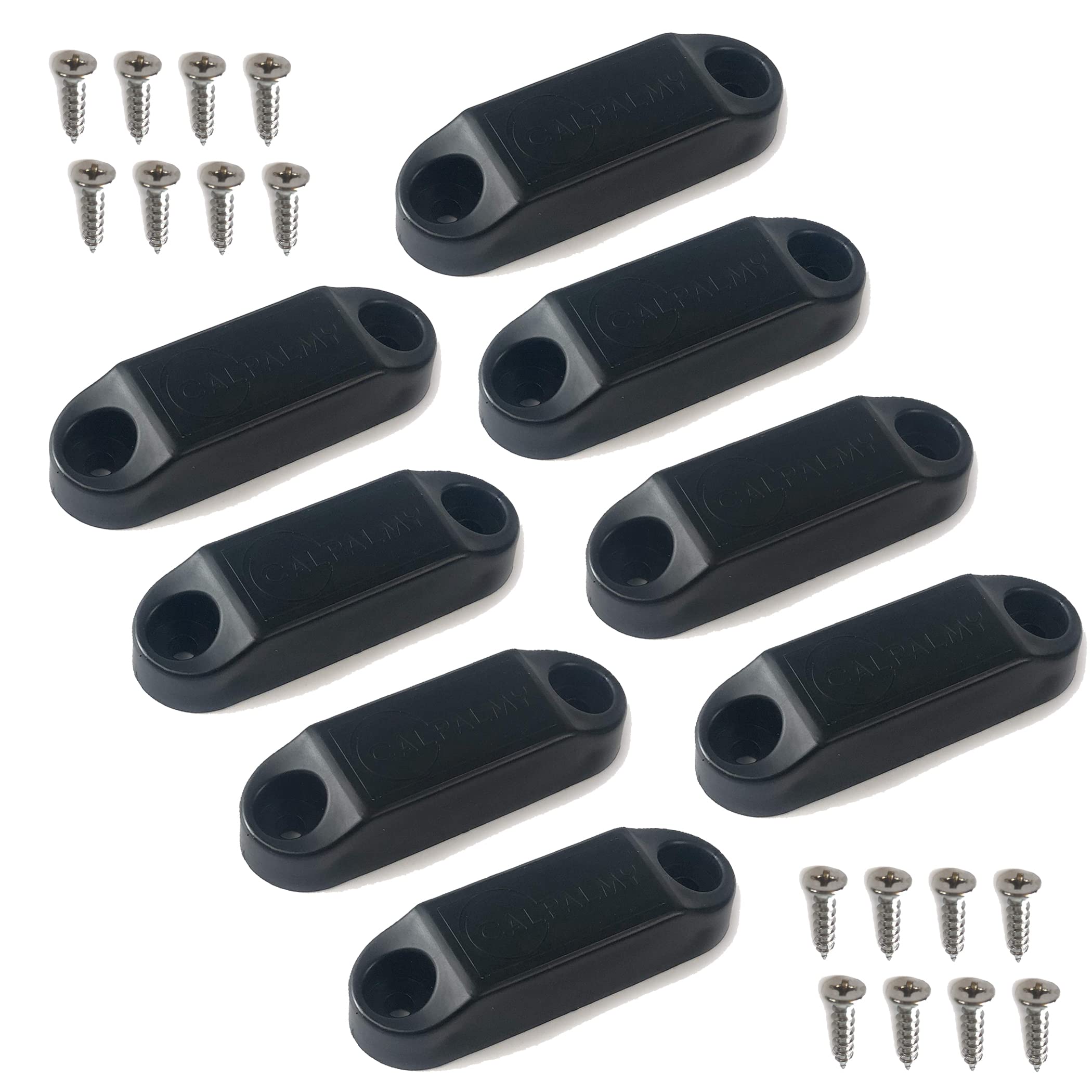 CALPALMY (4 Pairs) Magnetic Baggage Door Catch and Holder Kit - Black RV Storage Door Latch Perfect Alternative for Plastic Spri