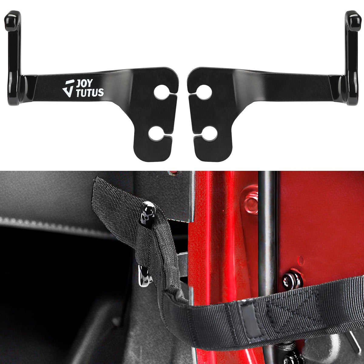 Joytutus Rear Door Limiting Straps Extension Bracket Compatible With 2007-2018 Wrangler Jk 4 Door, Heavy Duty Door Strap Extensi