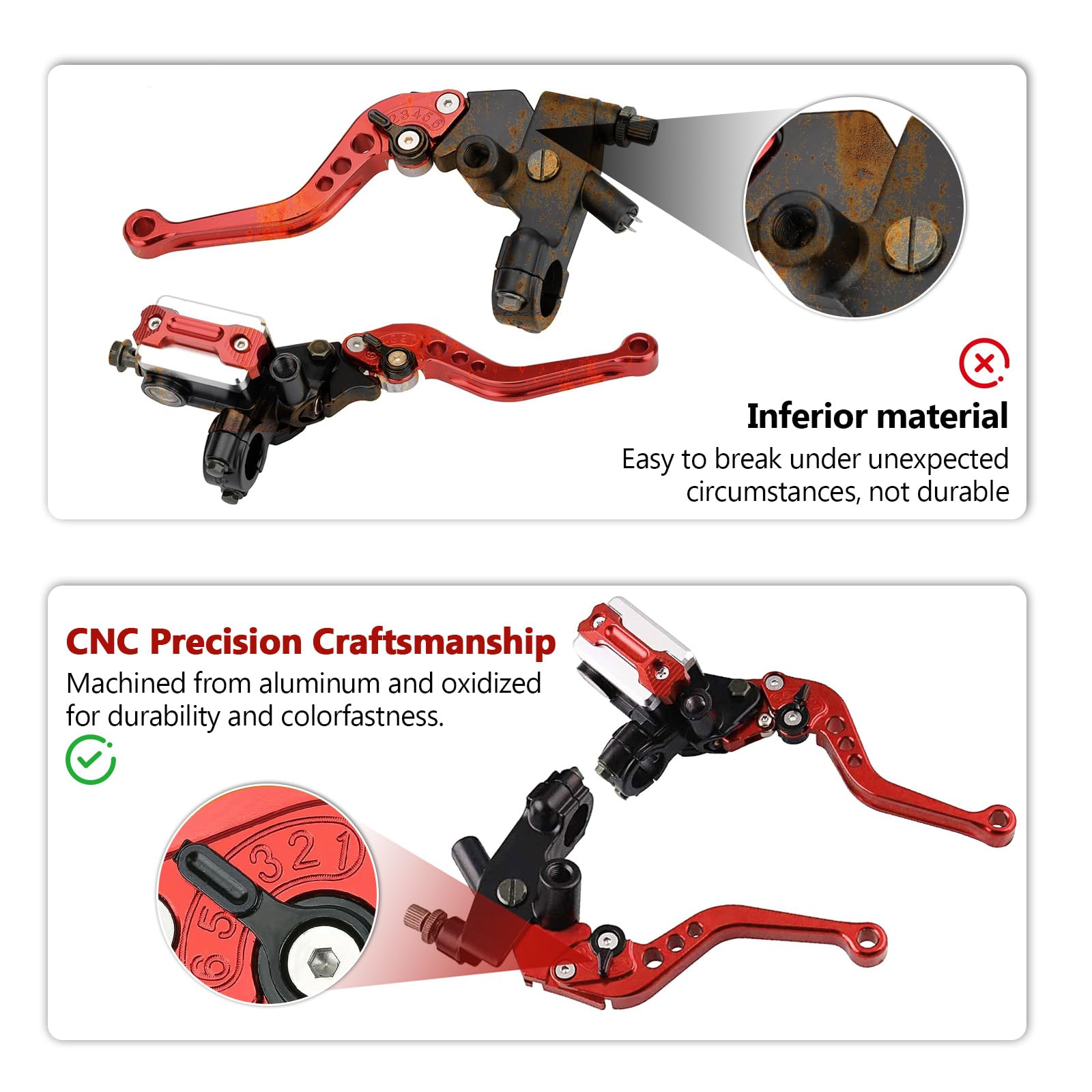 PACEWALKER Universal Motorcycle 7/8'' 22mm Handlebar Brake Master Cylinder Clutch Lever CNC Left & Right Set for Honda Kawasaki