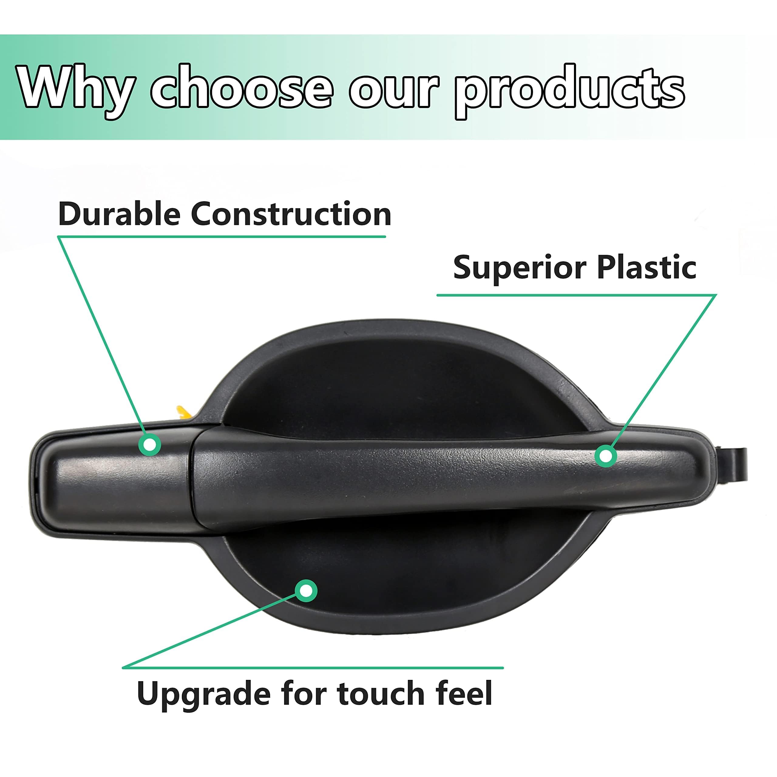 ECOTRIC Outside Door Handle Black Textured Compatible with Mitsubishi Endeavor 2004-2011 Replacement for MR987492 MI1311117 (Front Right)