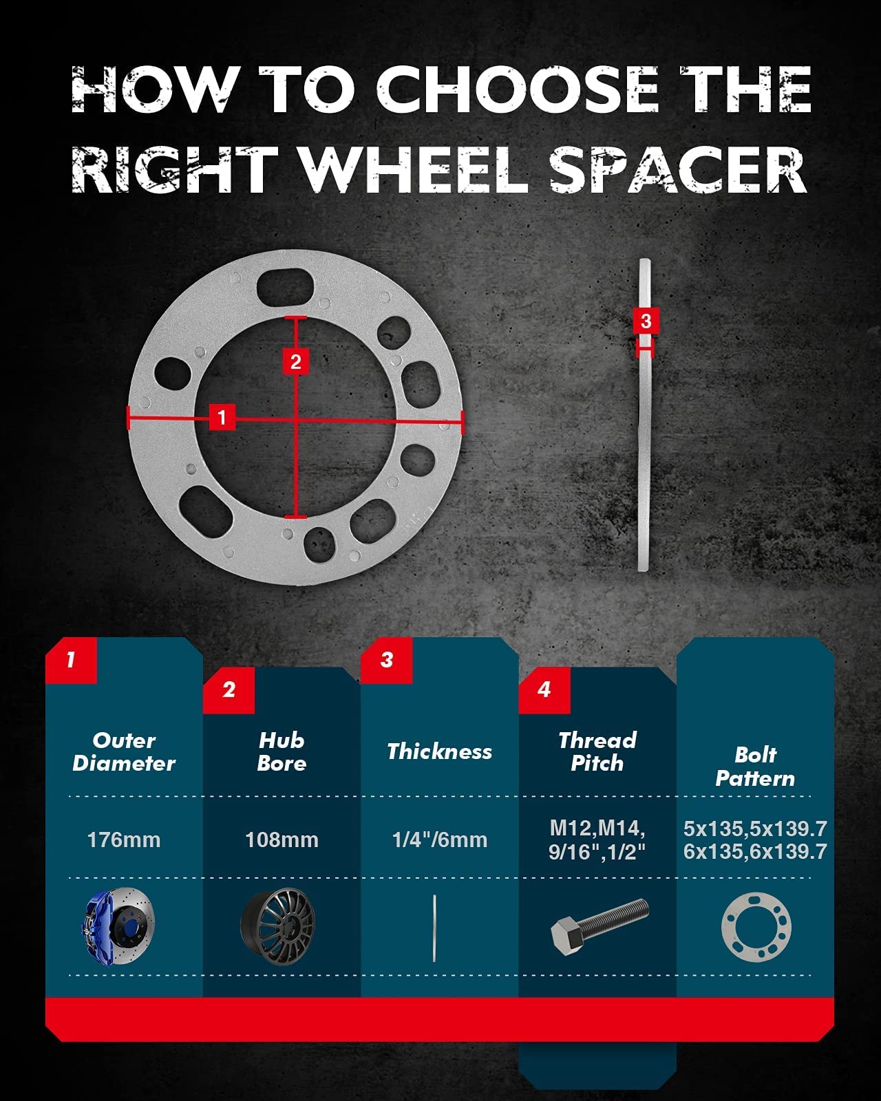 Kax 5X135,5X139.7,6X135,6X139.7 Wheel Spacers, 6Mm Wheel Adapters Fit For Silverado Tacoma Sierra Tahoe Ram 4Runner Expe-Dition