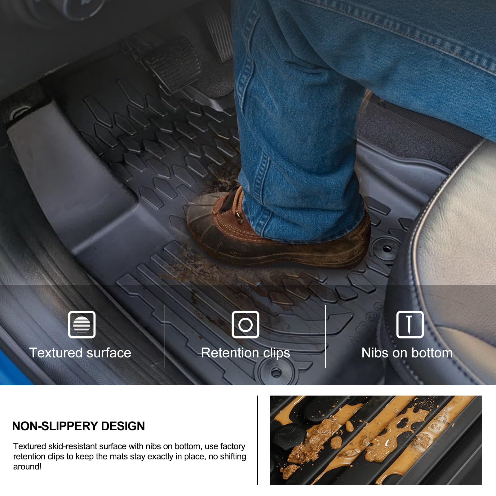 Kiwi Master Floor Mats & Cargo Liner For 2017-2025 Jeep Compass Oem Replacement 82214651 82214666 Front & 2Nd Row Seat Trunk All