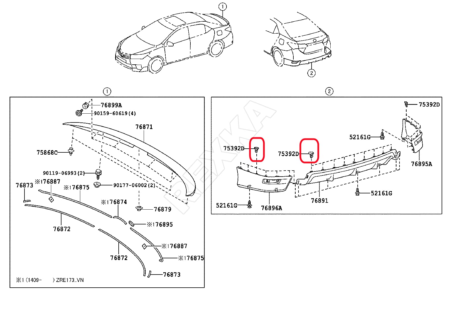 Rexka 25pcs Front & Rear Spoiler Moulding Clip Compatible with Toyota Lexus 75392-35220 4Runner, Camry, Corolla, FJ Cruiser, Hig