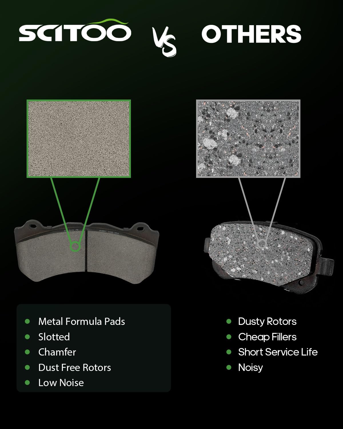 Scitoo D1405 D1718 Front Metal & Rear Ceramic Brake Pads Sets W/Hardware Replacement For Cadillac For Ats 2016-2019,For Chevrole