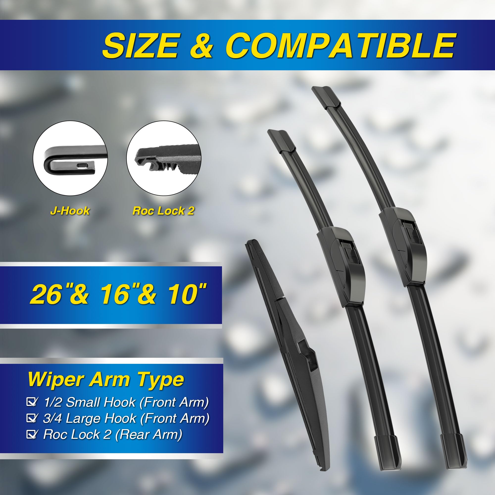 5 Plus Silicone Windshield Wiper Blades Replacement For 2018-2013 Toyota Rav4 Wiper Blades(Set Of 3),Automotive Replacement Wind