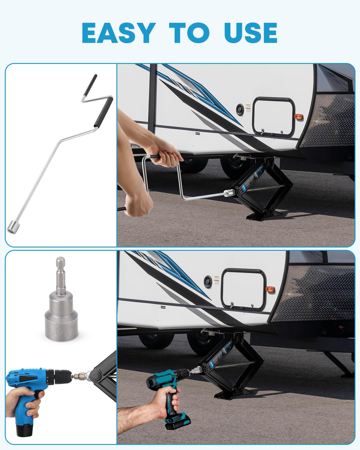 Kohree 6500Lbs Heavy Duty Rv Stabilizer Jacks 30 '', Leveling Scissor Jack For Large Travel Trailer Camper, With Crank Handle An