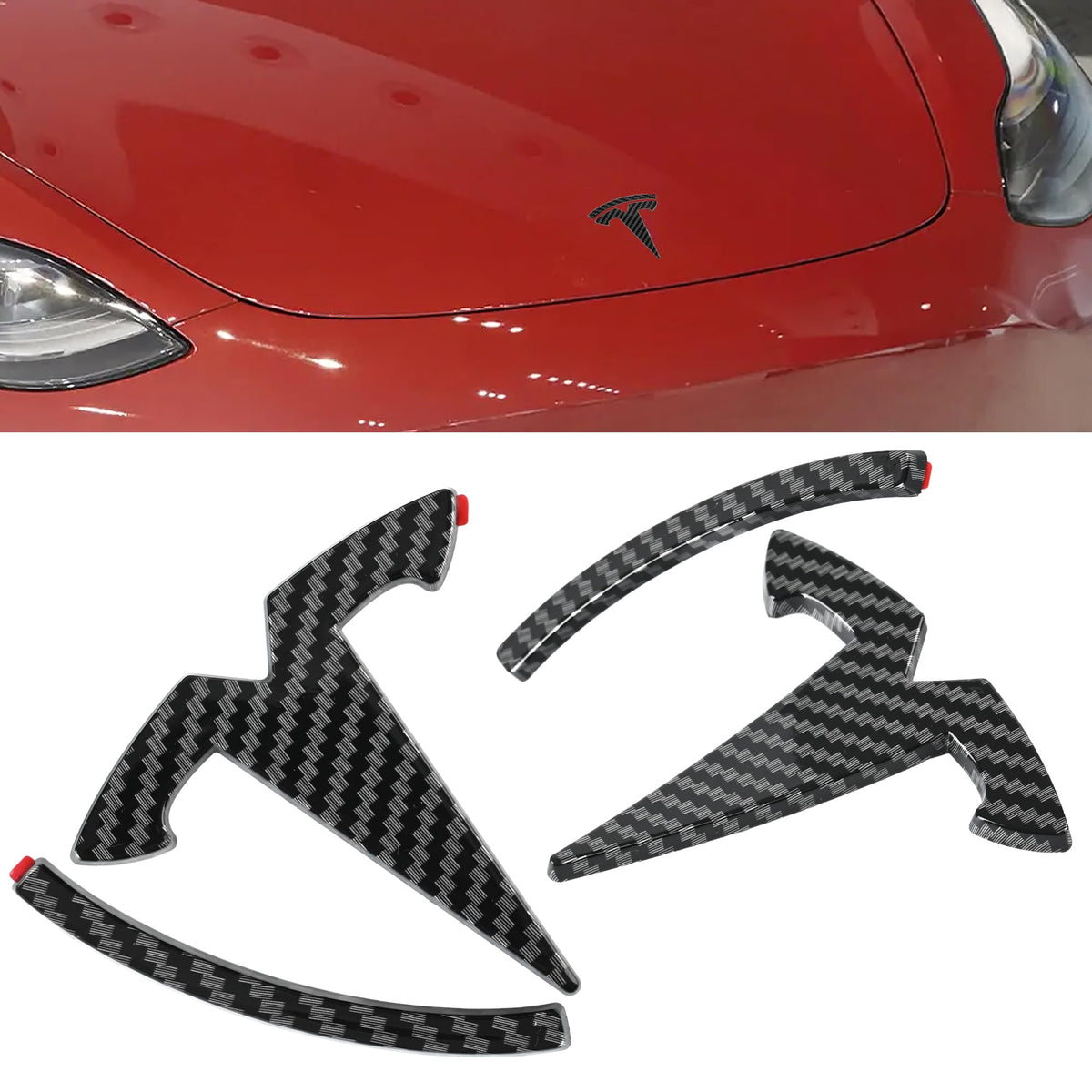 Tinlucys Front/Rear Trunk Emblem Cover Designed for Model 3 2017-2024,Badge Logo Protection Caps for Model 3 Light Pink