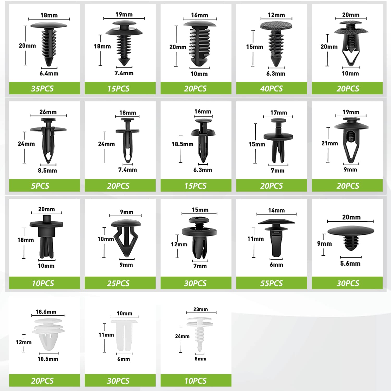 Frokom Car Retainer Clips Kit Nylon Bumper With Fastener Remover-18 Most Popular Sizes Auto Push Pin Rivets Set For Gm Ford Toyota Honda Chrysler-415Pcs