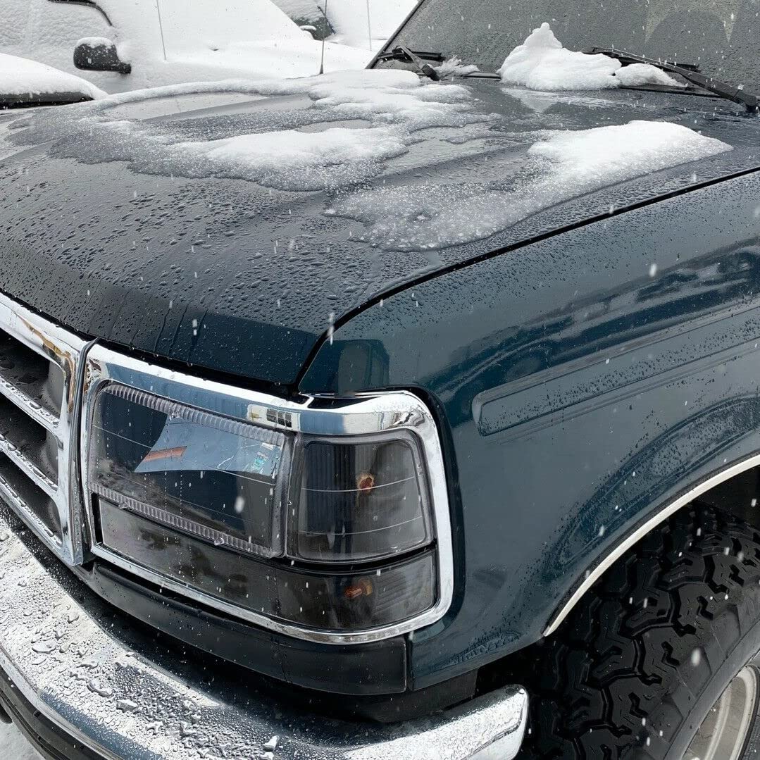 ECOTRIC Headlights Trim Bezel Pairs Compatible with 1992-1997 F250 F350 Truck & 1992-1996 Bronco F150 Pickup Truck Headlamp Doors Chrome Replacement for Part Number FO2512130 FO2513131 F2TZ13064D