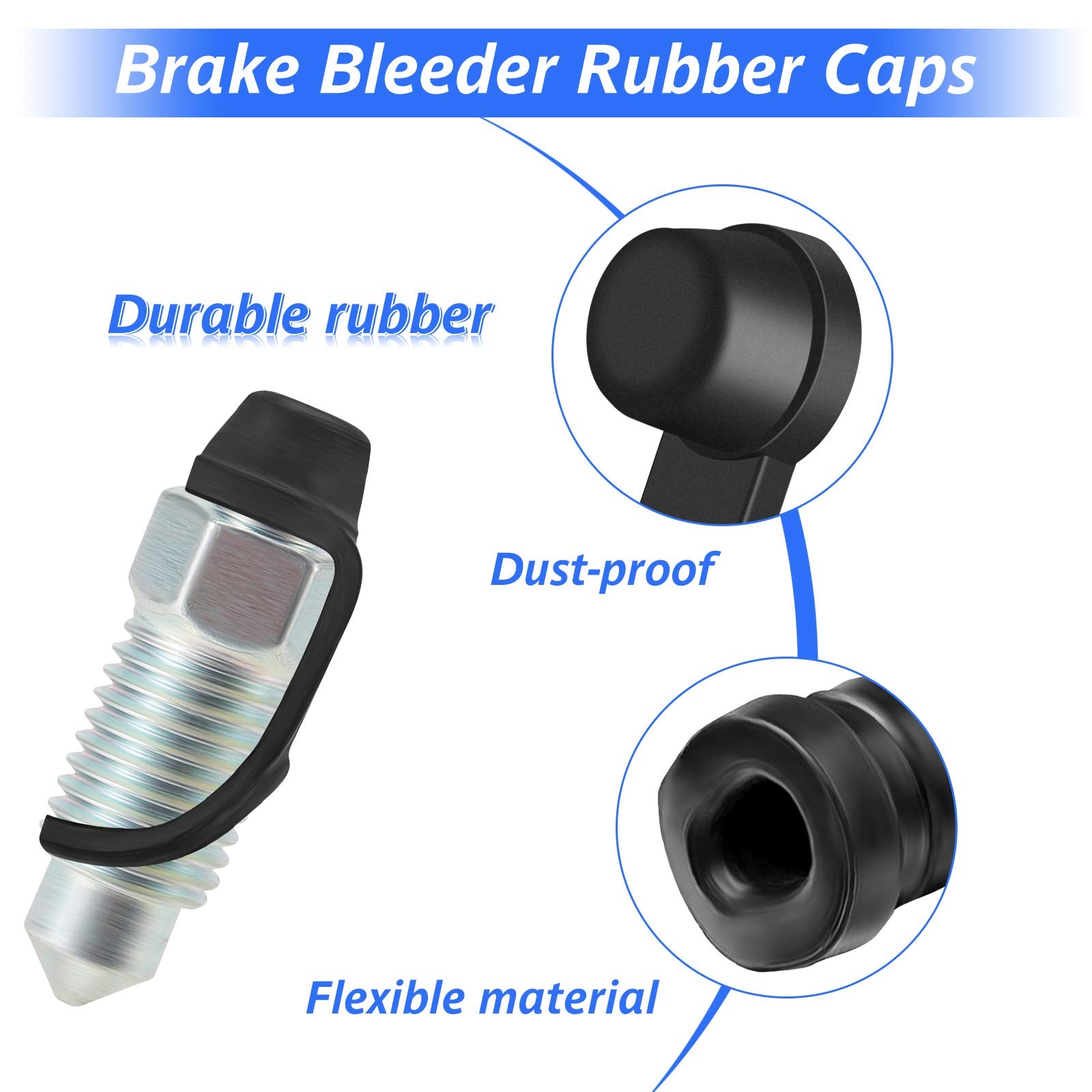 Frienda 50 Pieces Brake Bleeder Rubber Caps Brake Bleeder Screw Caps Grease Fitting Cap Rubber Dust Cover For Cars And Motorcycl