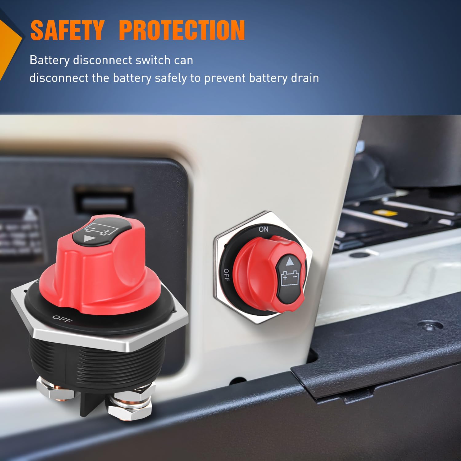 Nilight Battery Disconnect Switch 300A Master Disconnect Isolator 12V-48V On Off Power Cutoff Switch Waterproof Heavy Duty For M