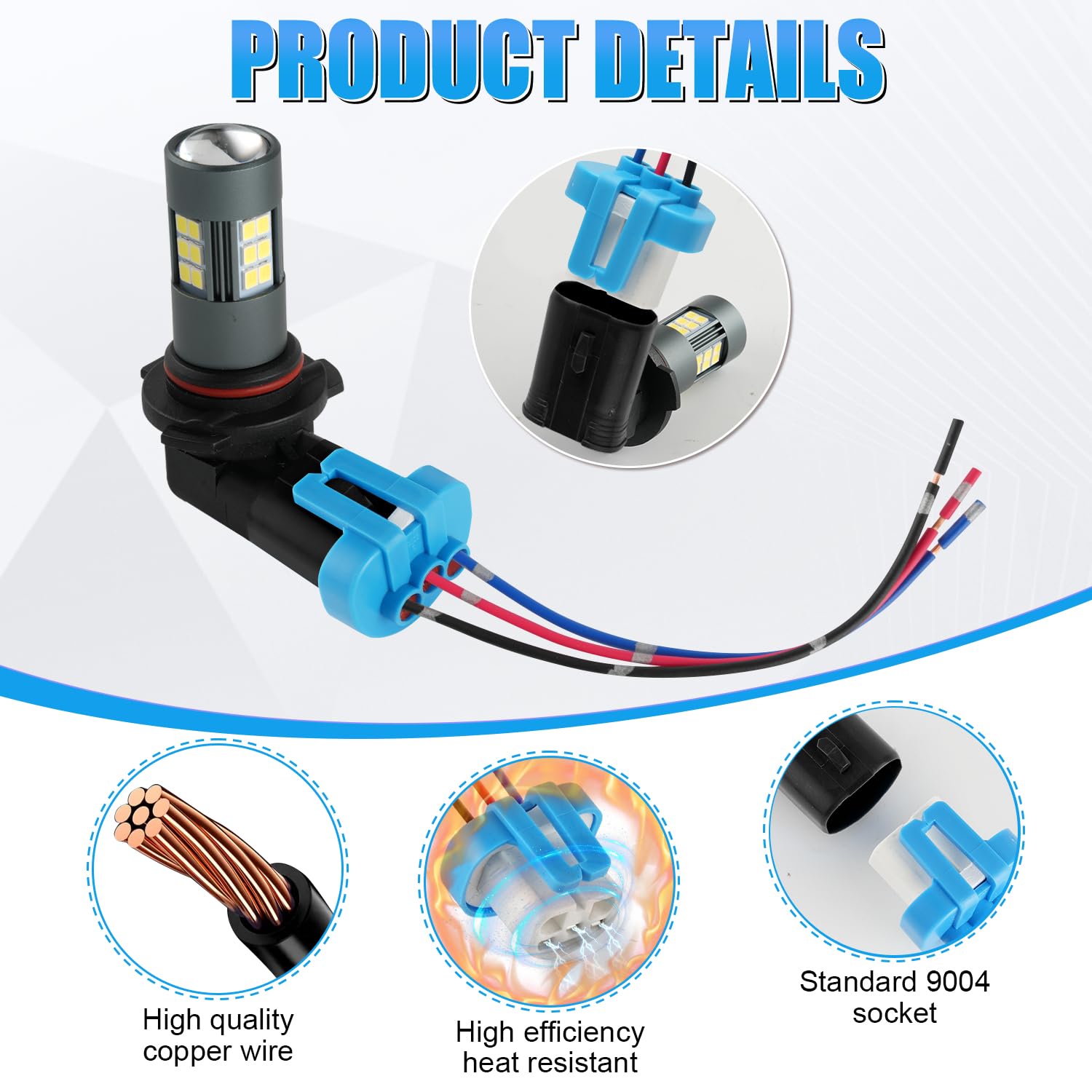 Ibrightstar 9007 9004 Hb1 Hb5 Female High Temperature Ceramic Adapter Wiring Harness Sockets Wire For Headlights Or Fog Lights