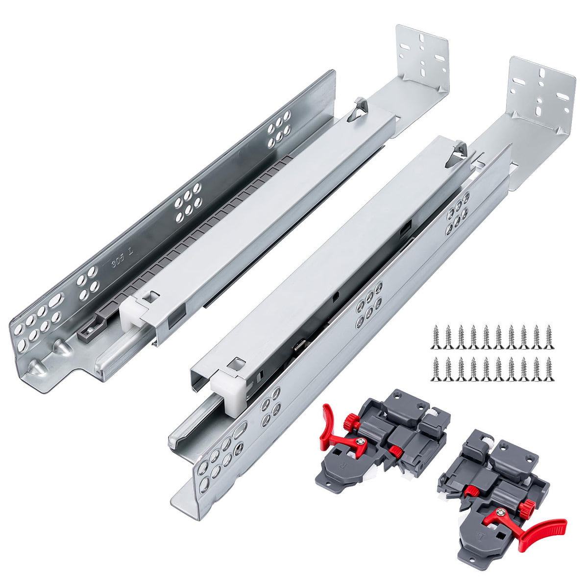 Lontan 1 Pair 15 Inch Undermount Drawer Slides Soft Close Full Extension Drawer Slides With 3D Adjustable Lock Device And Rear Mounting Brackets,Concealed Bottom Mount Drawer Runners, 100 Lb Capacity