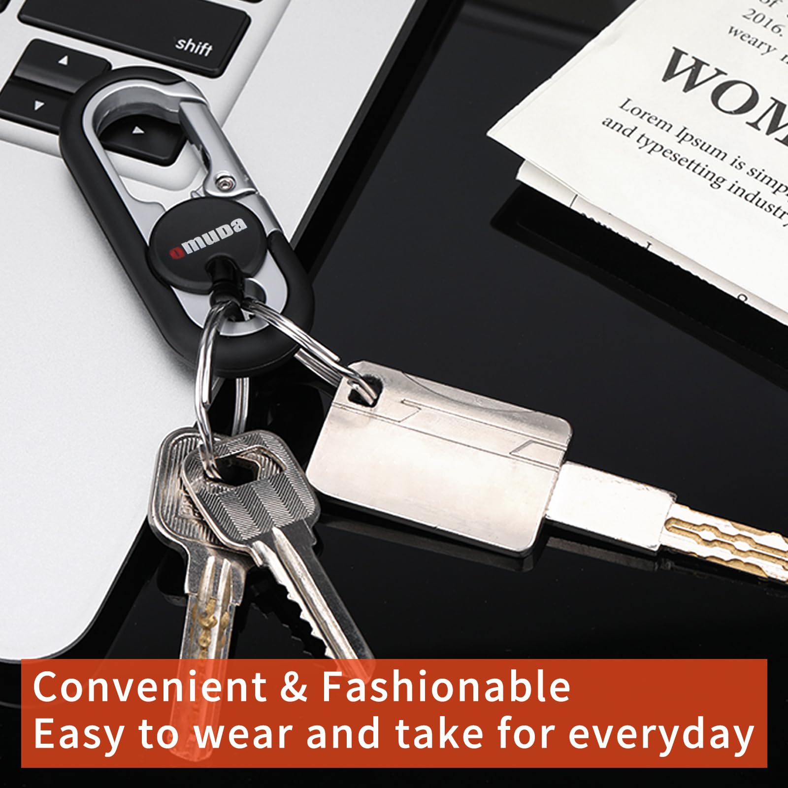 Wapsat Key Chains Men, 2024 Car Key Chain For Men, Anti-Loss Keychain With Double Keyrings, Quick Release Key Chain (3Pcs,Black+