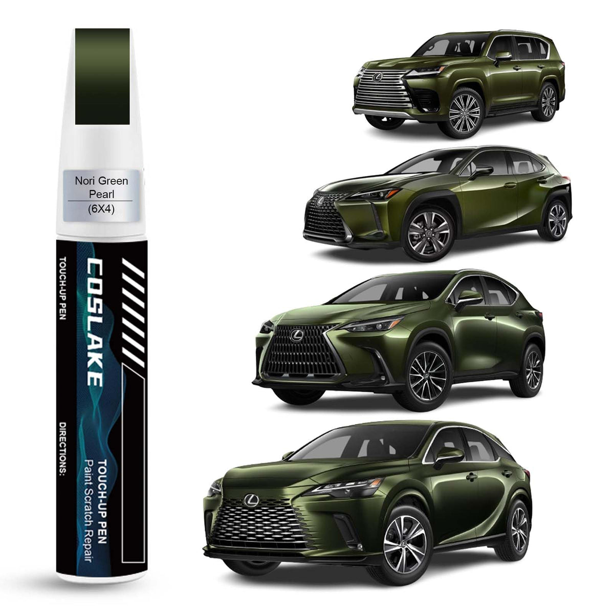 COSLAKE Car Touch Up Paint(Nori Green Pearl(6X4)) for Lexus, Car Paint Scratch Repair Kit, Quick & Easy Solution to Repair, 2 in