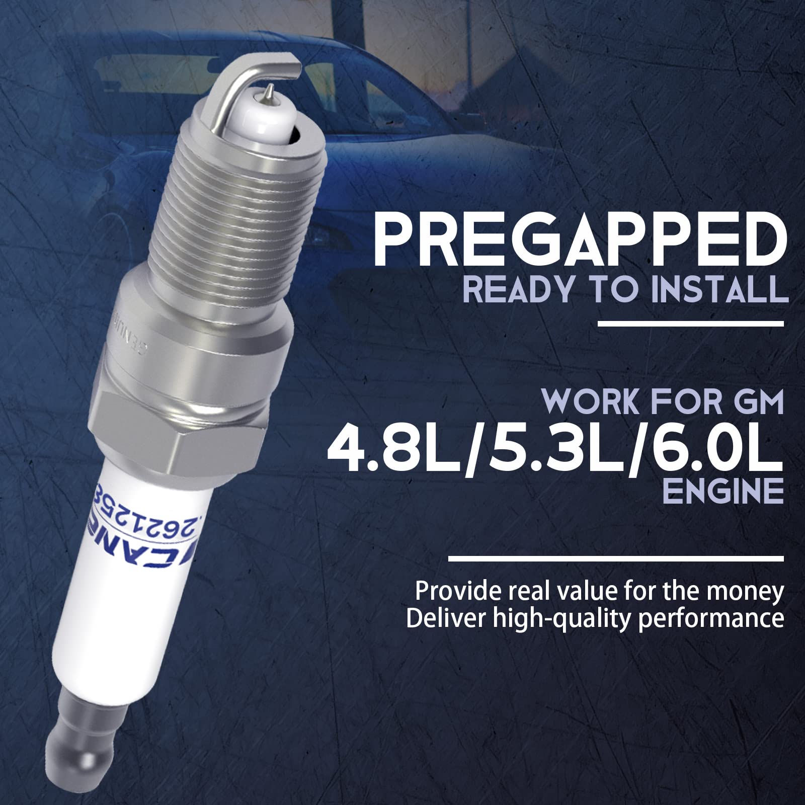 TICANEE Spark Plugs and Wires for Chevy 5.3L Silverado Suburban Avalanche Tahoe 4.8L 6.0L, 12621258 Iridium Spark Plugs Compatib