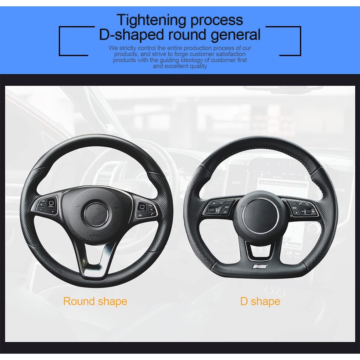 Leather Car Steering Wheel Cover, 15 Inch Colorful Rhinestones Elastic Auto Steering Wheel Protector, Bling Steering Wheel Cover