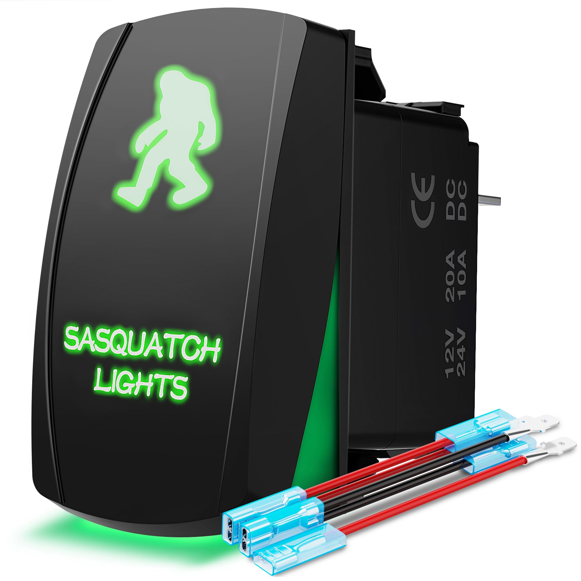 Mictuning 5Pin Bigfoot Rocker Switch On-Off Led Light 20A 12V Green